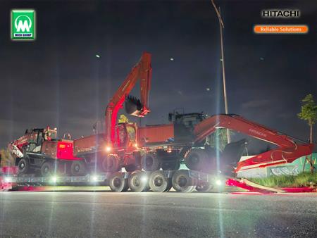 Bàn giao 03 máy đào bánh lốp Hitachi ZX170W 17 tấn cho khách hàng xây dựng