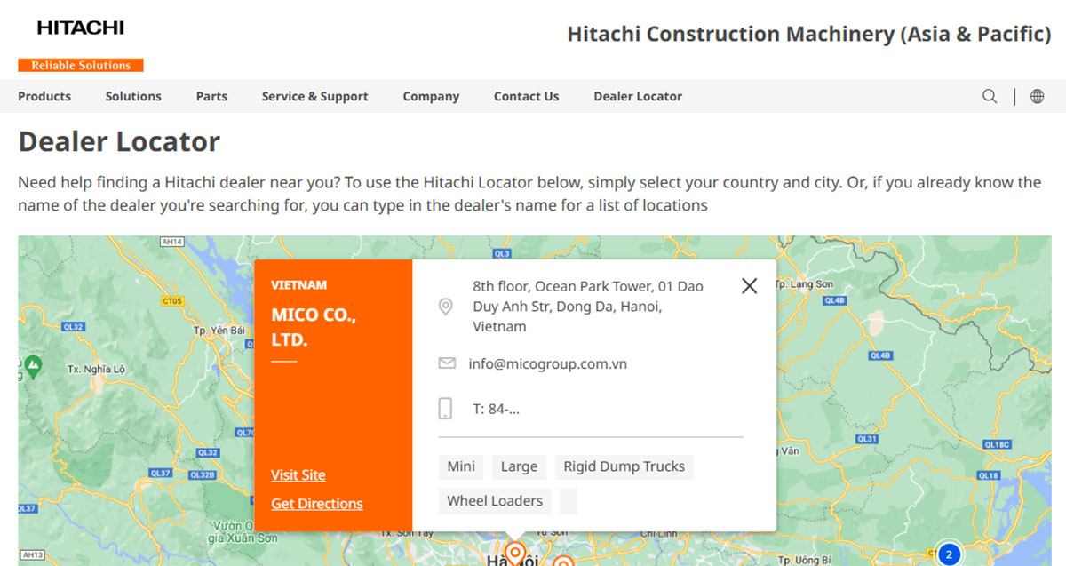 MICO LTD Đại lý Máy xây dựng HITACHI chính hãng