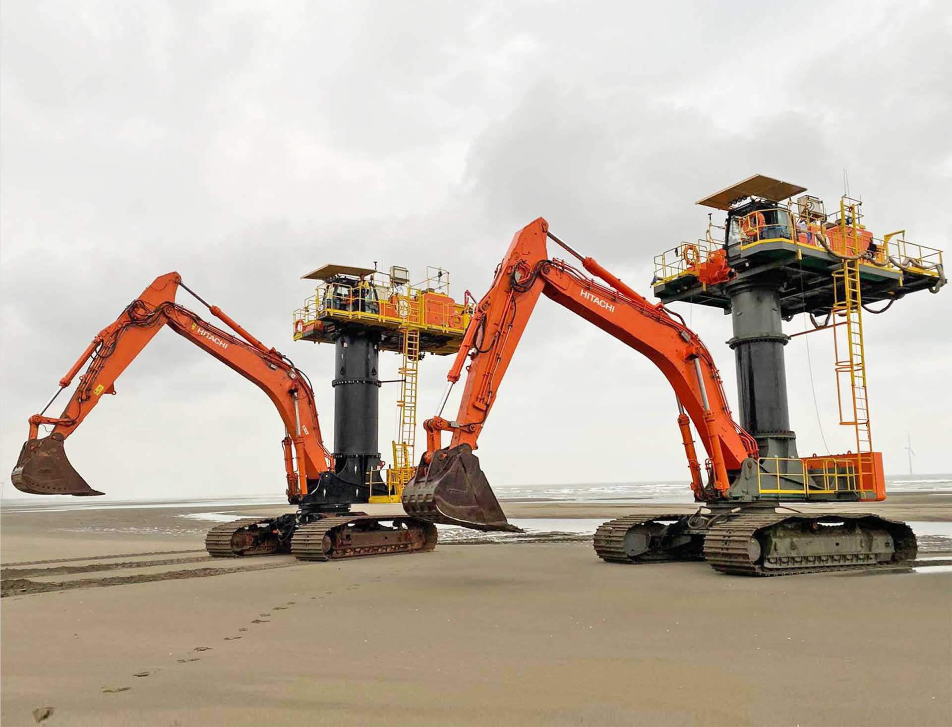 Hitachi ZX870 Starfish xây dựng trang trại điện gió
