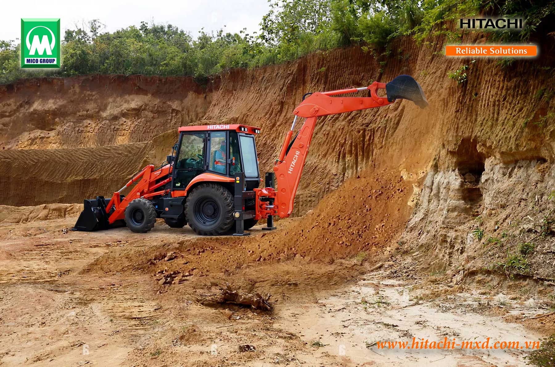 Máy xúc đào liên hợp Hitachi BX100 đào đất